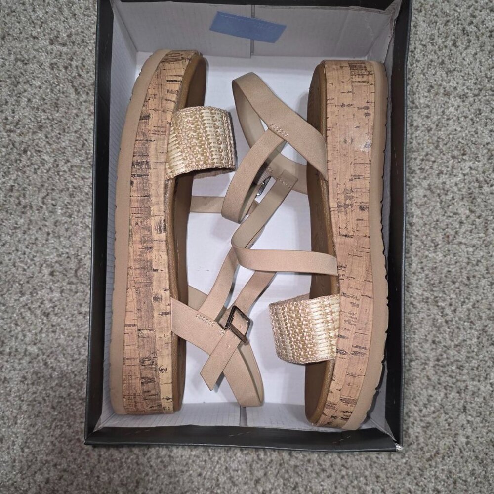 Tan and cream sandals